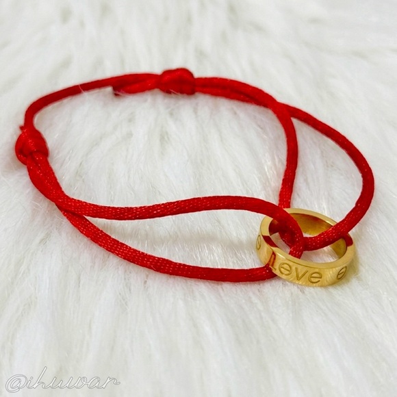 Jewelry - Screw Red Cord Gold Ring Bracelet